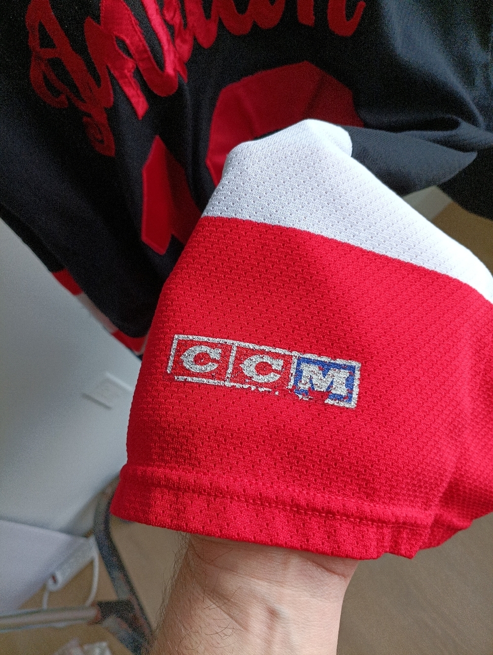 Vintage 90s Indian Motorcycle CCM Maska Hockey Jersey XXL Black Red Rare - Picture 9 of 11